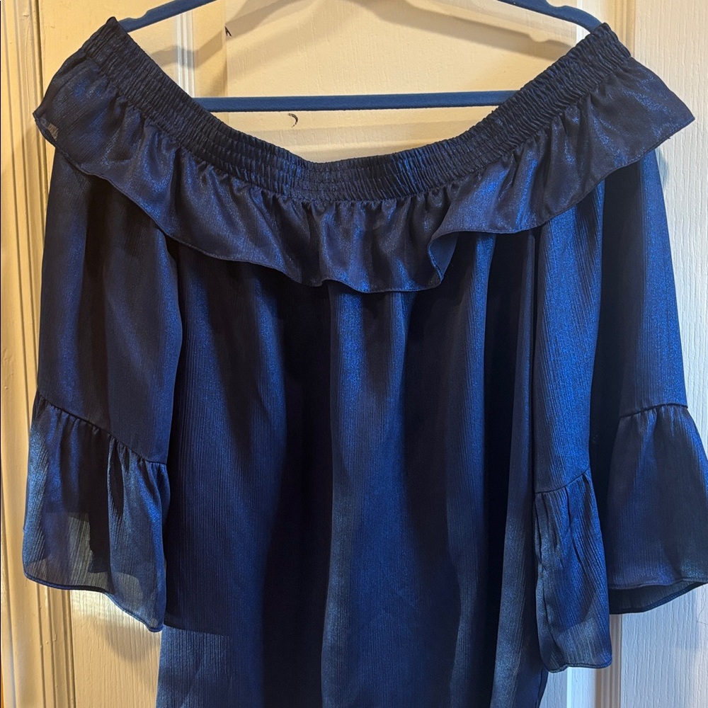 Dorothy Perkins Navy Off-Shoulder Blouse
